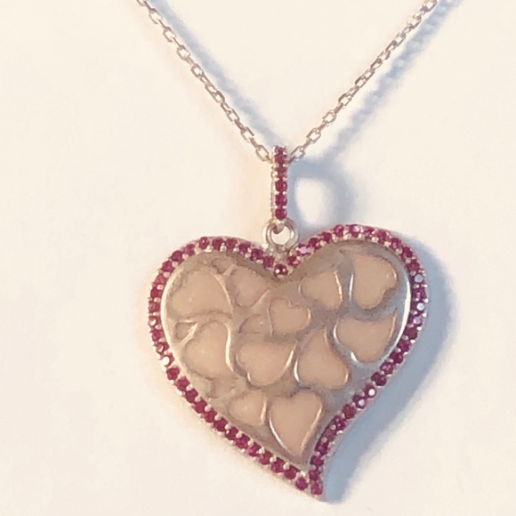 Jewelry - 💗 925 Silver heart light pink cz enamel necklace💗